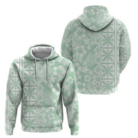Pastel Green Kahili Quilt Hawaii Hoodie Tropical Flower Seamless Half Style LT14 - Polynesian Pride