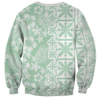 Pastel Green Kahili Quilt Hawaii Sweatshirt Tropical Flower Seamless Half Style