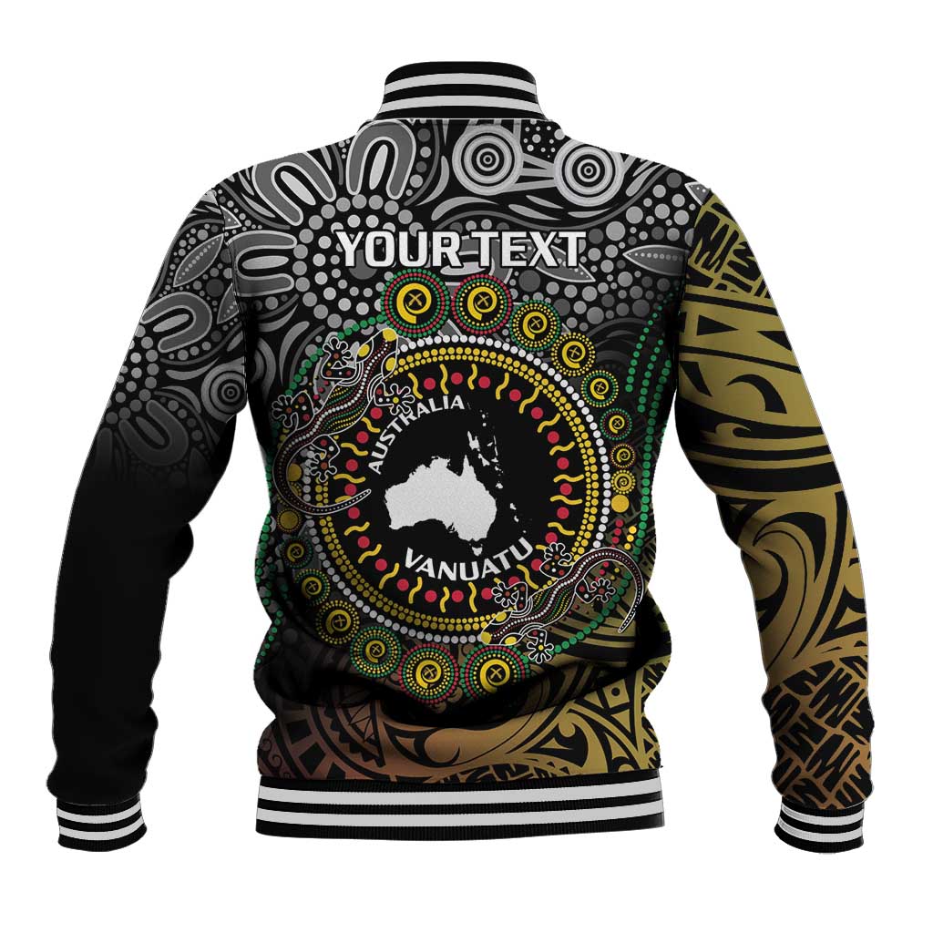 Personalised Australia And Vanuatu Baseball Jacket Aboriginal Lizard Polynesia Ni-Van Pig Tusk LT14 - Polynesian Pride