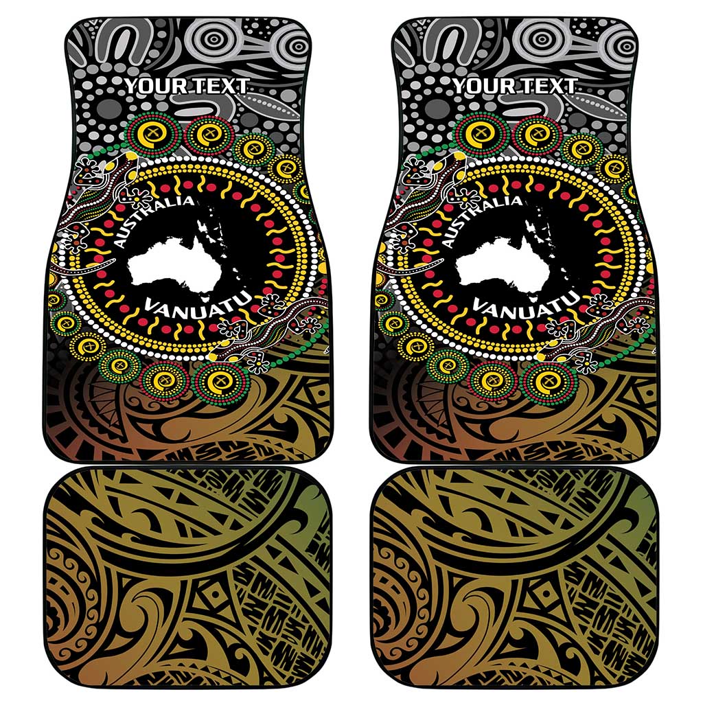 Personalised Australia And Vanuatu Car Mats Aboriginal Lizard Polynesia Ni-Van Pig Tusk