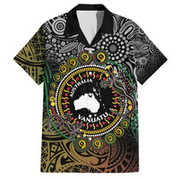 Personalised Australia And Vanuatu Family Matching Off Shoulder Short Dress and Hawaiian Shirt Aboriginal Lizard Polynesia Ni-Van Pig Tusk LT14 Dad's Shirt - Short Sleeve Black - Polynesian Pride