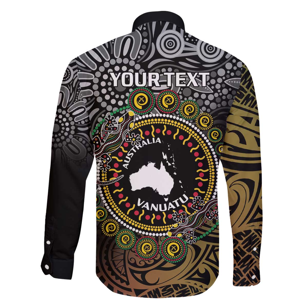 Personalised Australia And Vanuatu Family Matching Off Shoulder Short Dress and Hawaiian Shirt Aboriginal Lizard Polynesia Ni-Van Pig Tusk LT14 - Polynesian Pride