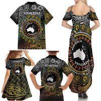 Personalised Australia And Vanuatu Family Matching Summer Maxi Dress and Hawaiian Shirt Aboriginal Lizard Polynesia Ni-Van Pig Tusk LT14 - Polynesian Pride