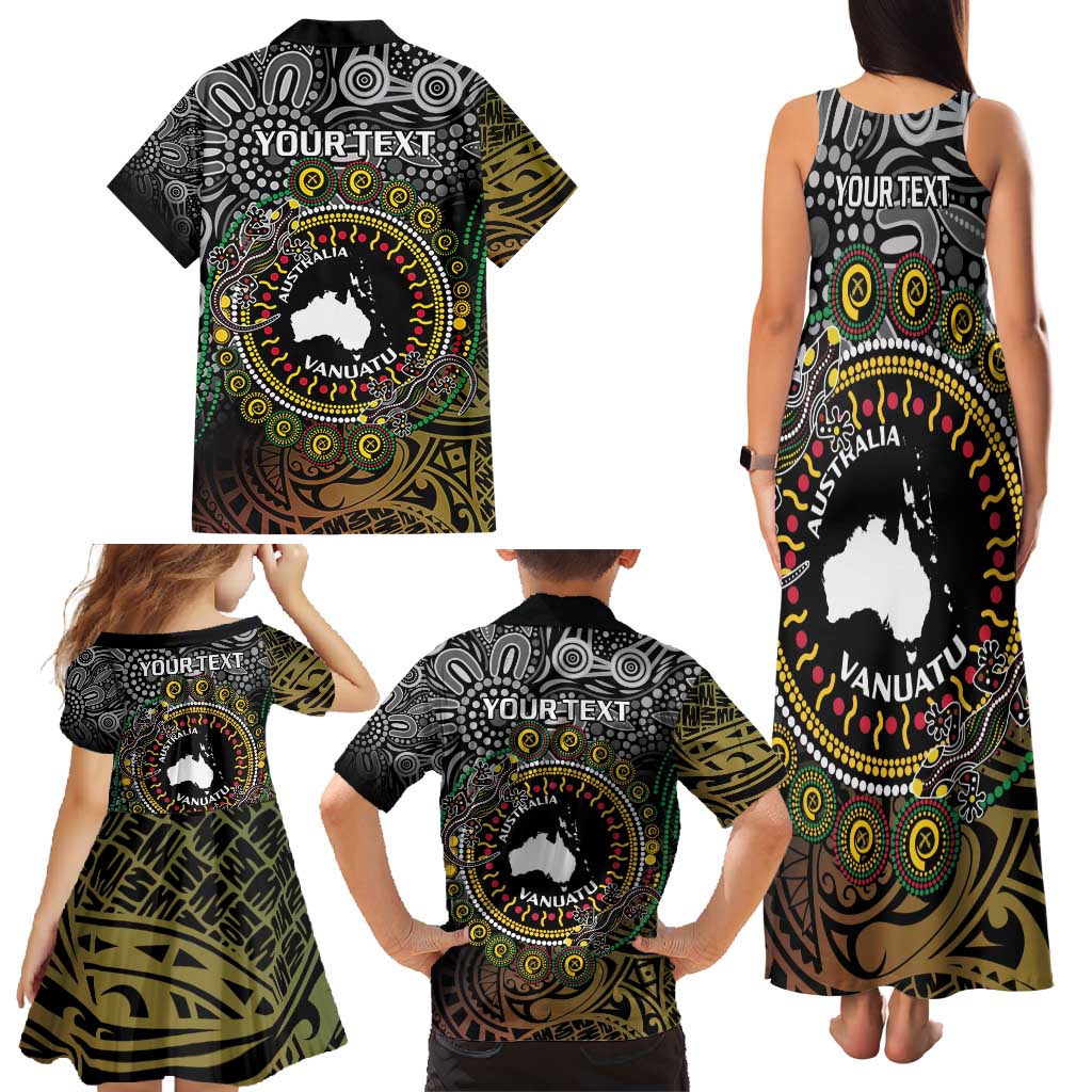 Personalised Australia And Vanuatu Family Matching Tank Maxi Dress and Hawaiian Shirt Aboriginal Lizard Polynesia Ni-Van Pig Tusk LT14 - Polynesian Pride