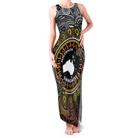 Personalised Australia And Vanuatu Family Matching Tank Maxi Dress and Hawaiian Shirt Aboriginal Lizard Polynesia Ni-Van Pig Tusk LT14 Mom's Dress Black - Polynesian Pride