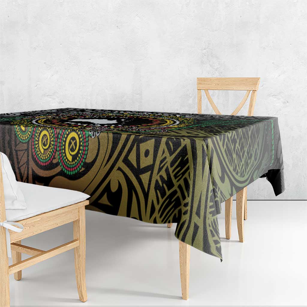 Personalised Australia And Vanuatu Tablecloth Aboriginal Lizard Polynesia Ni-Van Pig Tusk