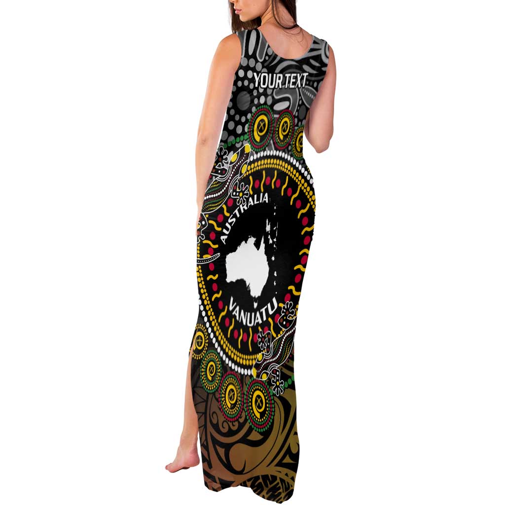 Personalised Australia And Vanuatu Tank Maxi Dress Aboriginal Lizard Polynesia Ni-Van Pig Tusk
