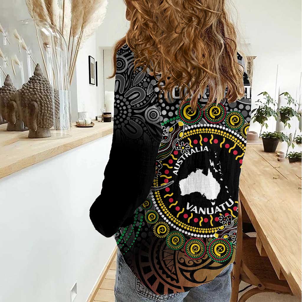 Personalised Australia And Vanuatu Women Casual Shirt Aboriginal Lizard Polynesia Ni-Van Pig Tusk LT14 - Polynesian Pride