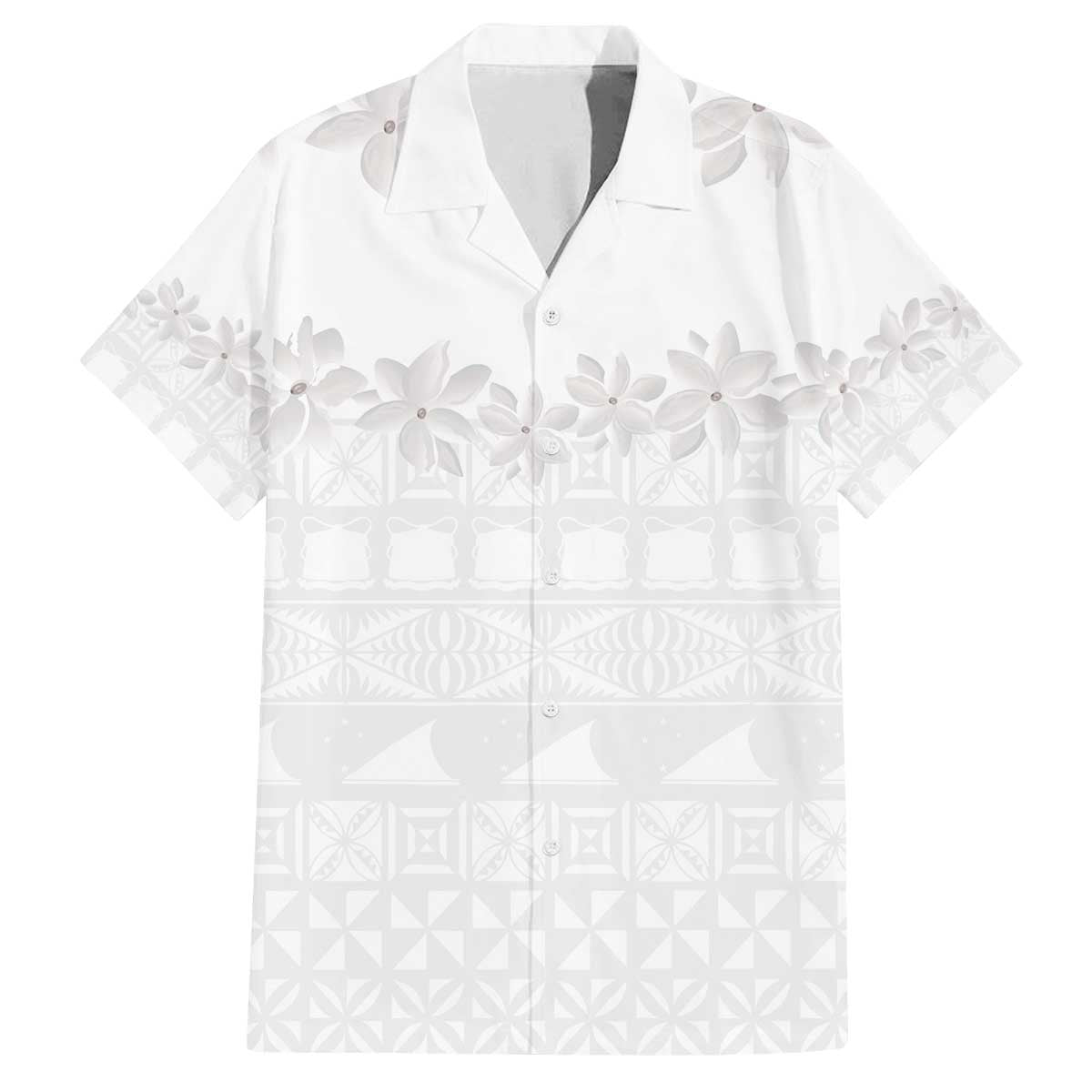 Tokelau White Sunday Family Matching Puletasi and Hawaiian Shirt Polynesian Pattern Gardenia Thunbergia