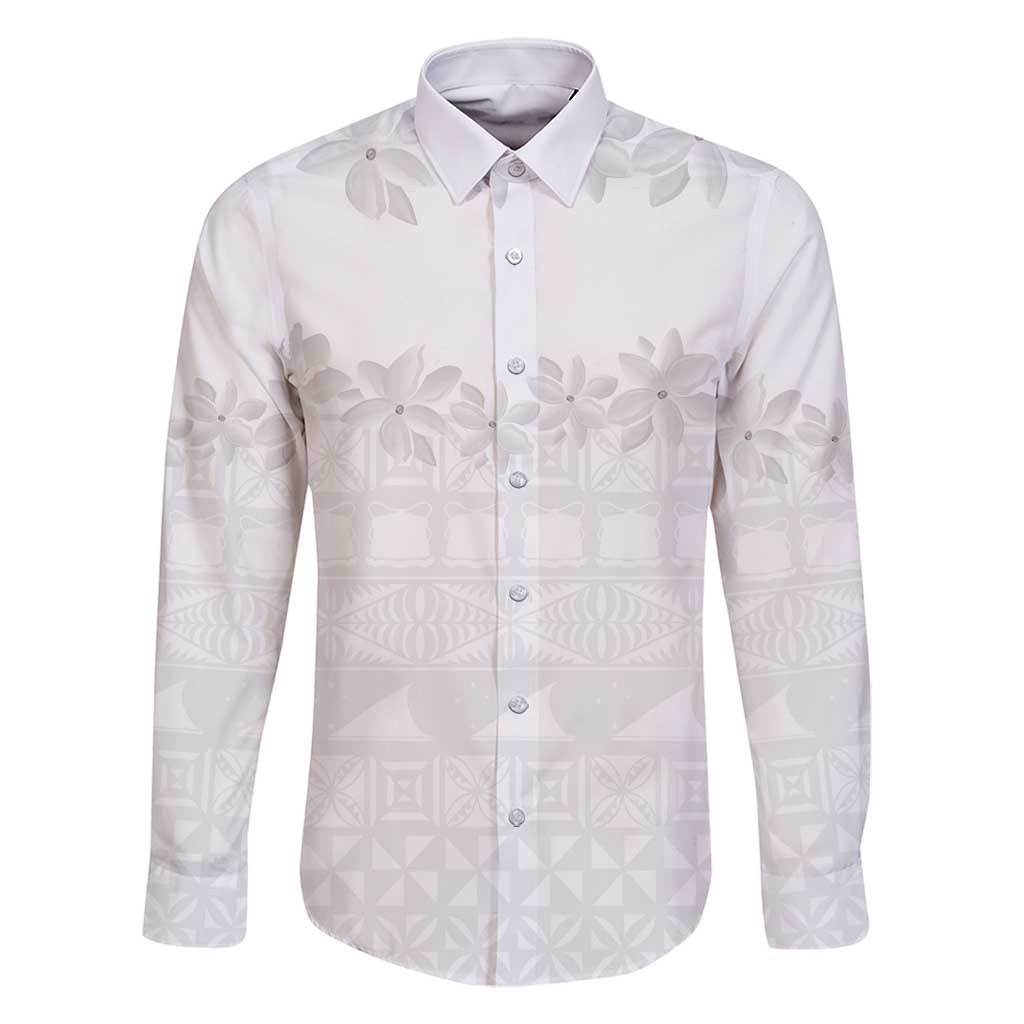 Tokelau White Sunday Family Matching Tank Maxi Dress and Hawaiian Shirt Polynesian Pattern Gardenia Thunbergia