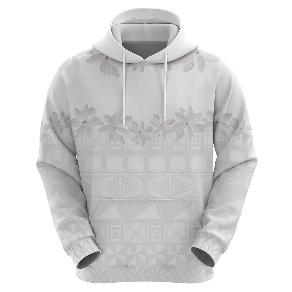 Tokelau White Sunday Hoodie Polynesian Pattern Gardenia Thunbergia