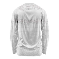 Tokelau White Sunday Long Sleeve Shirt Polynesian Pattern Gardenia Thunbergia