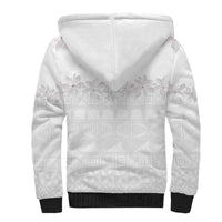 Tokelau White Sunday Sherpa Hoodie Polynesian Pattern Gardenia Thunbergia