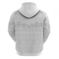 Tokelau White Sunday Zip Hoodie Polynesian Pattern Gardenia Thunbergia