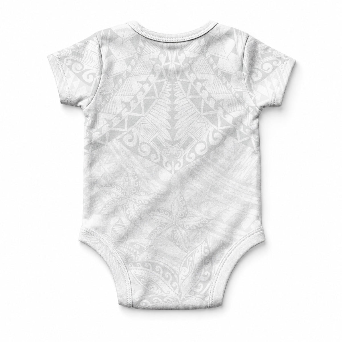 American Samoa White Sunday Baby Onesie Lotu Tamaiti Plumeria With Samoan Pattern