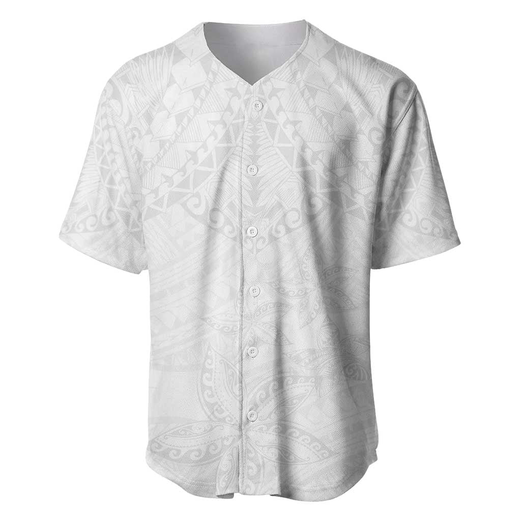 American Samoa White Sunday Baseball Jersey Lotu Tamaiti Plumeria With Samoan Pattern