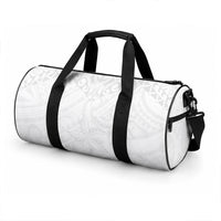 American Samoa White Sunday Duffle Bag Lotu Tamaiti Plumeria With Samoan Pattern
