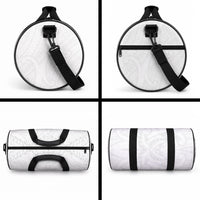 American Samoa White Sunday Duffle Bag Lotu Tamaiti Plumeria With Samoan Pattern