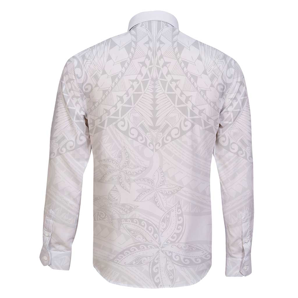 American Samoa White Sunday Family Matching Mermaid Dress and Hawaiian Shirt Lotu Tamaiti Plumeria With Samoan Pattern