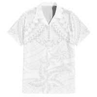 American Samoa White Sunday Family Matching Off Shoulder Maxi Dress and Hawaiian Shirt Lotu Tamaiti Plumeria With Samoan Pattern