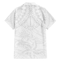 American Samoa White Sunday Family Matching Puletasi and Hawaiian Shirt Lotu Tamaiti Plumeria With Samoan Pattern