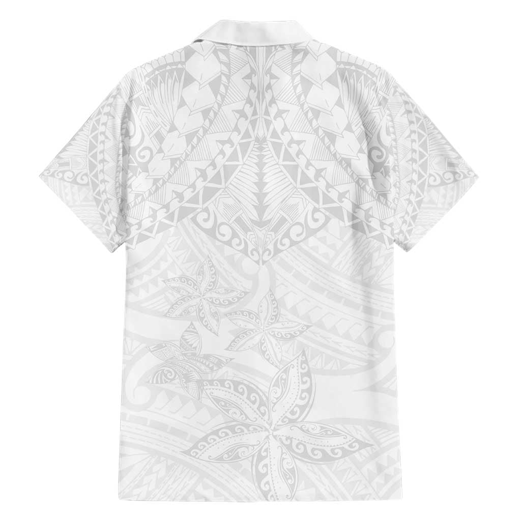 American Samoa White Sunday Family Matching Short Sleeve Bodycon Dress and Hawaiian Shirt Lotu Tamaiti Plumeria With Samoan Pattern