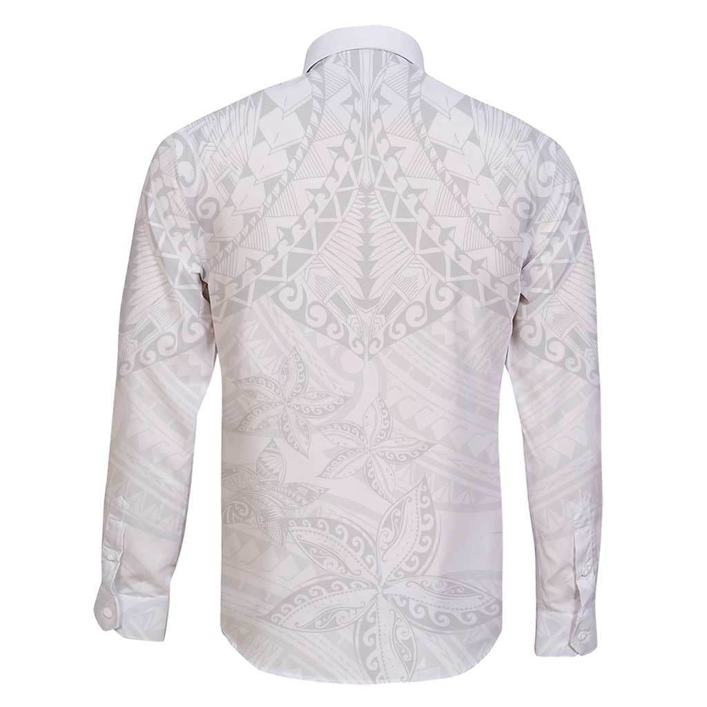 American Samoa White Sunday Family Matching Short Sleeve Bodycon Dress and Hawaiian Shirt Lotu Tamaiti Plumeria With Samoan Pattern