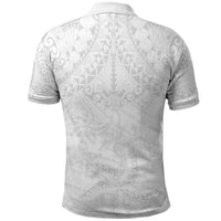 American Samoa White Sunday Polo Shirt Lotu Tamaiti Plumeria With Samoan Pattern
