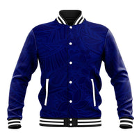 Blue Polynesia Baseball Jacket Polynesian Pattern Mix Plumeria