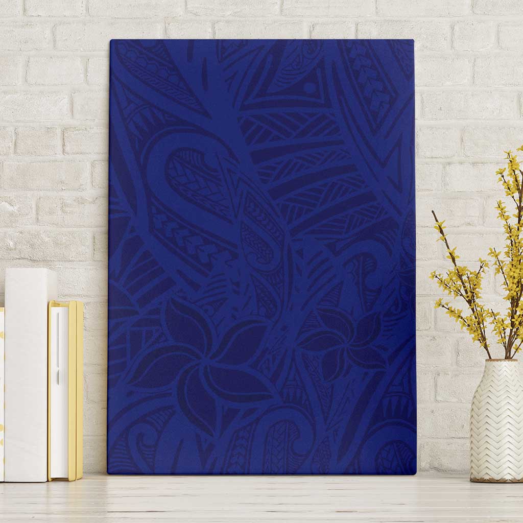 Blue Polynesia Canvas Wall Art Polynesian Pattern Mix Plumeria