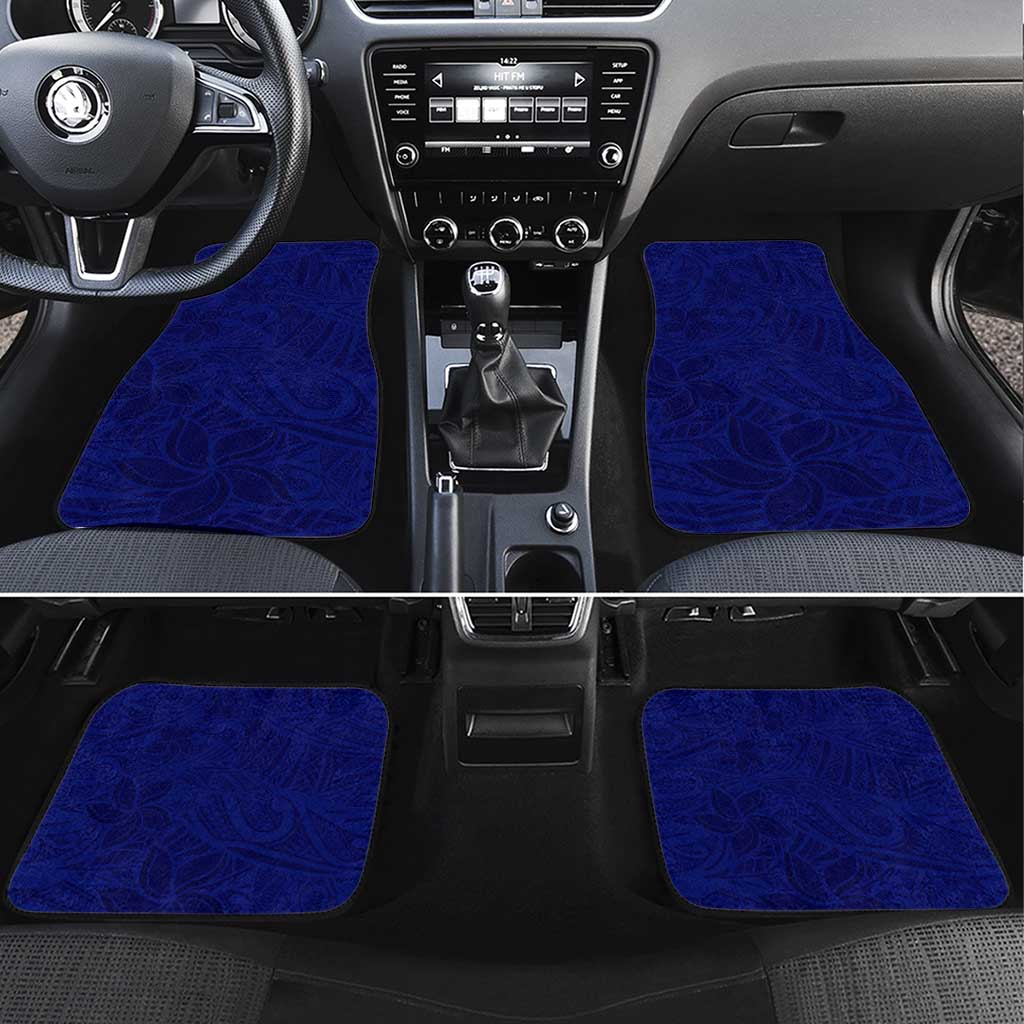 Blue Polynesia Car Mats Polynesian Pattern Mix Plumeria