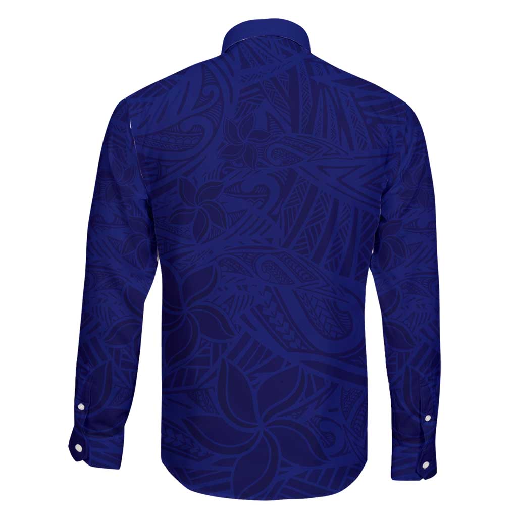 Blue Polynesia Family Matching Off Shoulder Maxi Dress and Hawaiian Shirt Polynesian Pattern Mix Plumeria