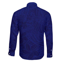 Blue Polynesia Family Matching Off Shoulder Maxi Dress and Hawaiian Shirt Polynesian Pattern Mix Plumeria