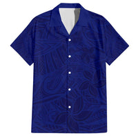Blue Polynesia Family Matching Short Sleeve Bodycon Dress and Hawaiian Shirt Polynesian Pattern Mix Plumeria LT14 Dad's Shirt - Short Sleeve Blue - Polynesian Pride