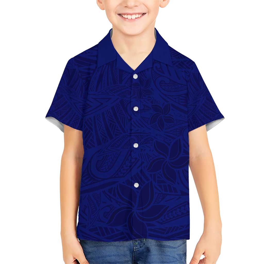 Blue Polynesia Family Matching Short Sleeve Bodycon Dress and Hawaiian Shirt Polynesian Pattern Mix Plumeria LT14 Son's Shirt Blue - Polynesian Pride