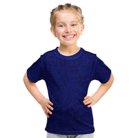 Blue Polynesia Kid T Shirt Polynesian Pattern Mix Plumeria LT14 Blue - Polynesian Pride