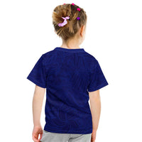 Blue Polynesia Kid T Shirt Polynesian Pattern Mix Plumeria LT14 - Polynesian Pride