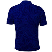 Blue Polynesia Polo Shirt Polynesian Pattern Mix Plumeria