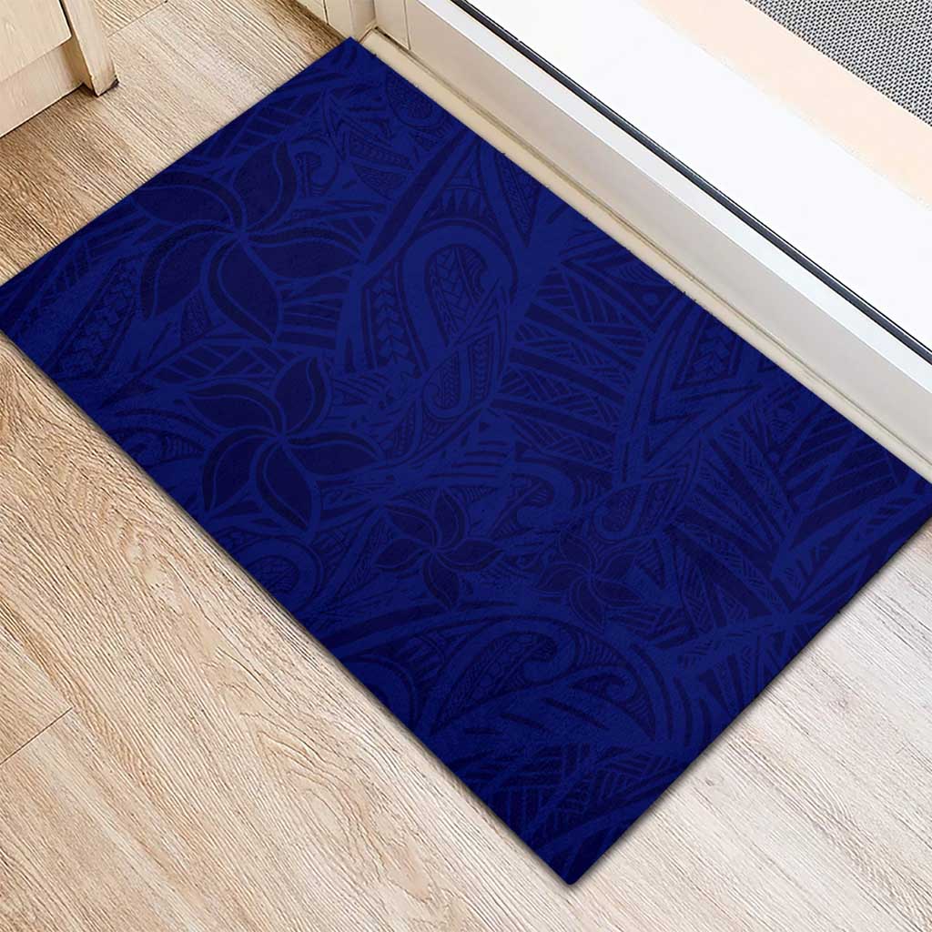 Blue Polynesia Rubber Doormat Polynesian Pattern Mix Plumeria LT14 - Polynesian Pride