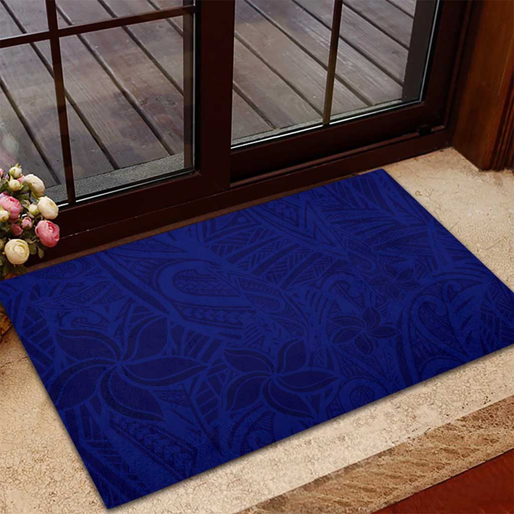Blue Polynesia Rubber Doormat Polynesian Pattern Mix Plumeria LT14 - Polynesian Pride