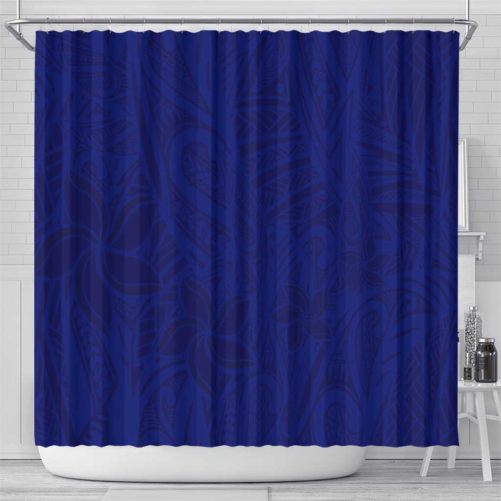 Blue Polynesia Shower Curtain Polynesian Pattern Mix Plumeria LT14 - Polynesian Pride