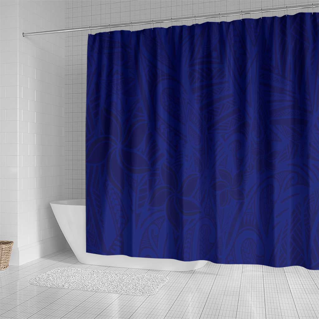 Blue Polynesia Shower Curtain Polynesian Pattern Mix Plumeria LT14 - Polynesian Pride