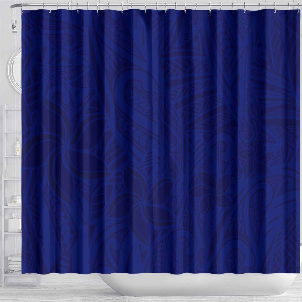 Blue Polynesia Shower Curtain Polynesian Pattern Mix Plumeria LT14 - Polynesian Pride