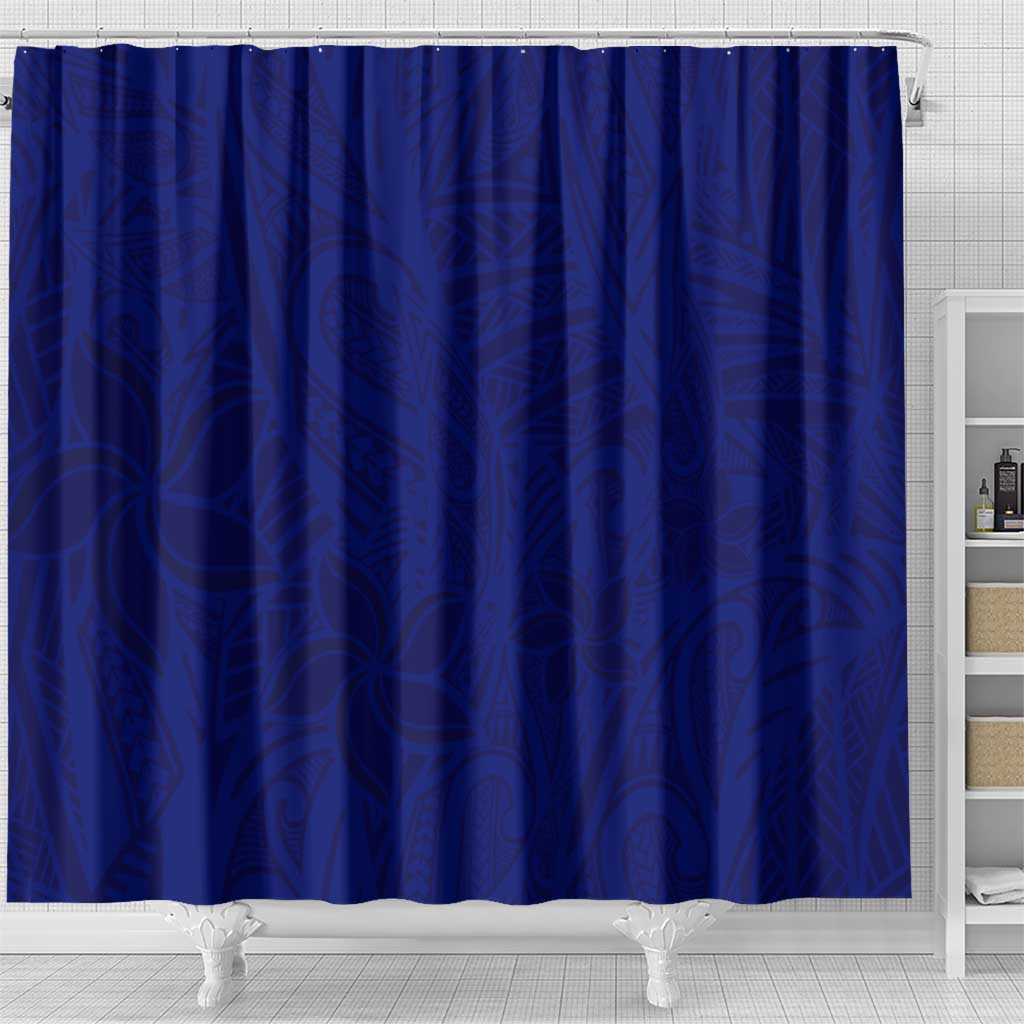 Blue Polynesia Shower Curtain Polynesian Pattern Mix Plumeria LT14 - Polynesian Pride