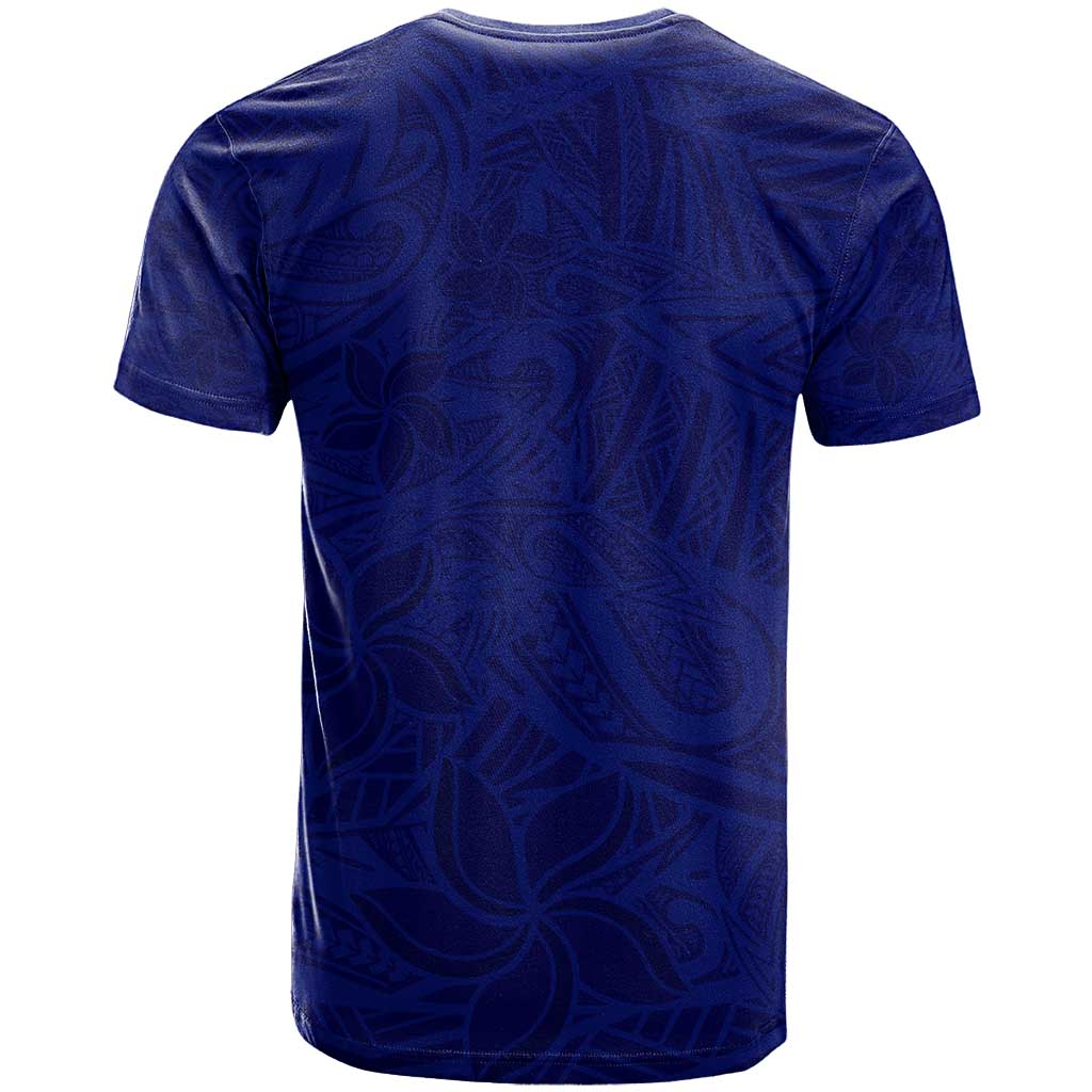 Blue Polynesia T Shirt Polynesian Pattern Mix Plumeria LT14 - Polynesian Pride