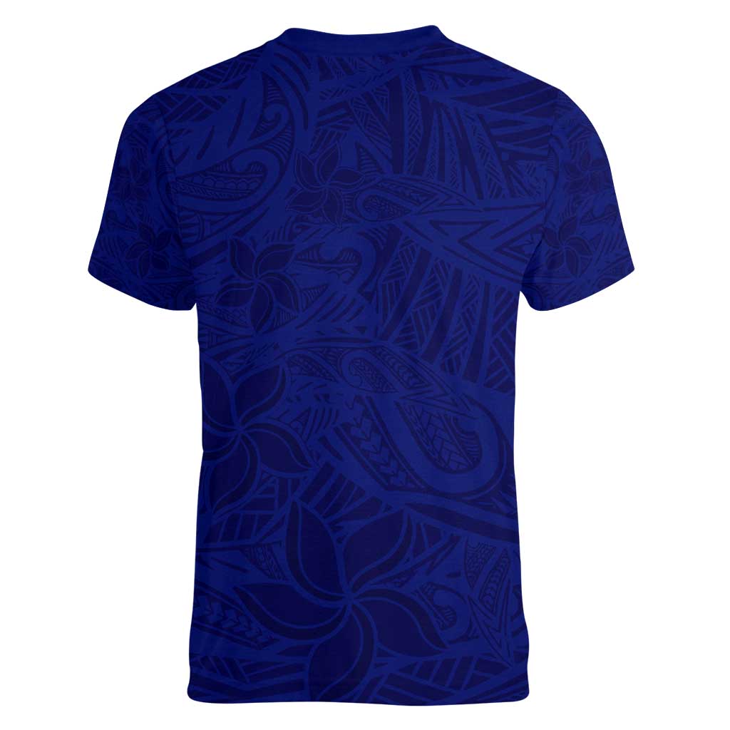 Blue Polynesia Women V-Neck T-Shirt Polynesian Pattern Mix Plumeria LT14 - Polynesian Pride