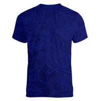 Blue Polynesia Women V-Neck T-Shirt Polynesian Pattern Mix Plumeria LT14 - Polynesian Pride