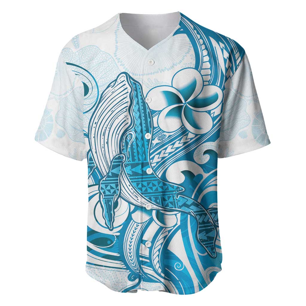 Blue Hawaii Humpback Whale Baseball Jersey Polynesian Tribal Ocean Vibes LT14 Blue - Polynesian Pride