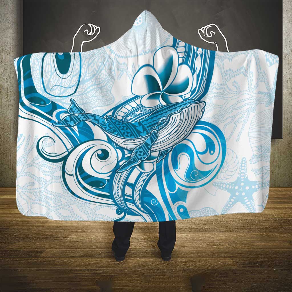 Blue Hawaii Humpback Whale Hooded Blanket Polynesian Tribal Ocean Vibes