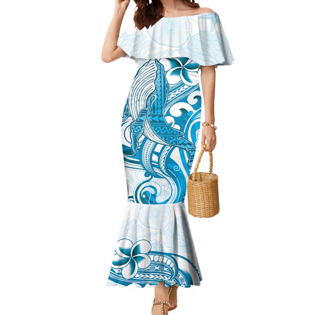 Blue Hawaii Humpback Whale Mermaid Dress Polynesian Tribal Ocean Vibes